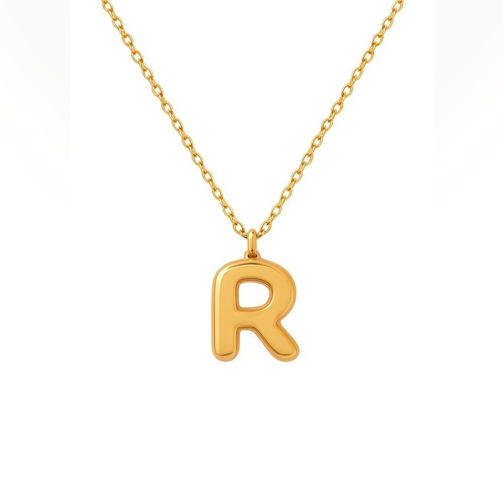 Gold Bubble Initial Necklace (4000)
